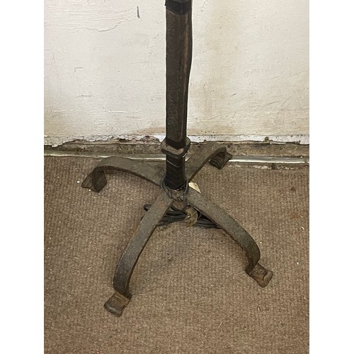 46 - Similar To Previous Lot Antique Gothic Style Wrought Iron Candle Holder Lamp.