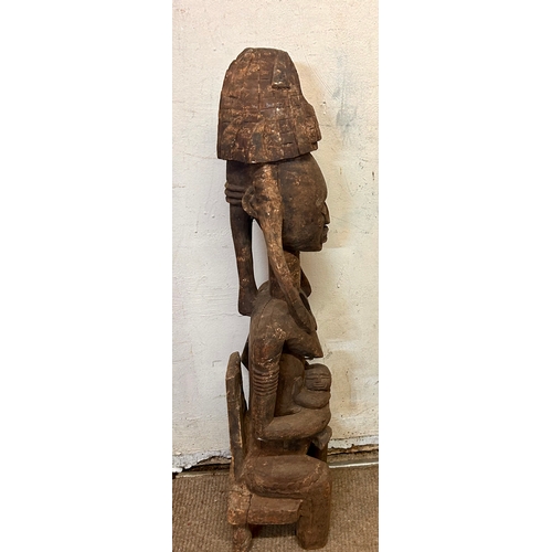 454 - Carved Wood Tribal Art Fertility Figure 86cm x 26cm x 15cm.