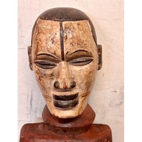 455 - Large Makonde  Wooden Decorative Tribal Art Belly Mask Tanzania . 110cm x 33cm x 22cm