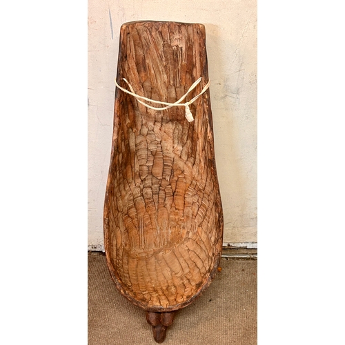 457 - Wooden Decorative Tribal Belly Mask. 109cm x 35cm x 23cm.