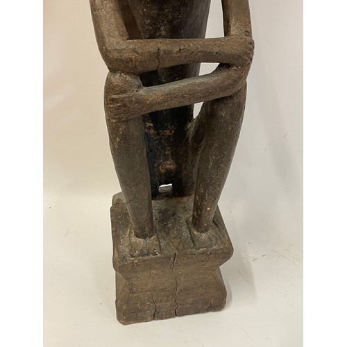 466 - Antique Tribal Art Figure Of A Seated Gentleman Possibly Bulul. 62 cms High