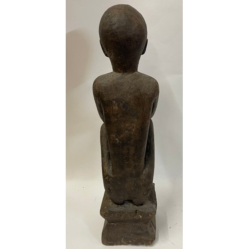 466 - Antique Tribal Art Figure Of A Seated Gentleman Possibly Bulul. 62 cms High