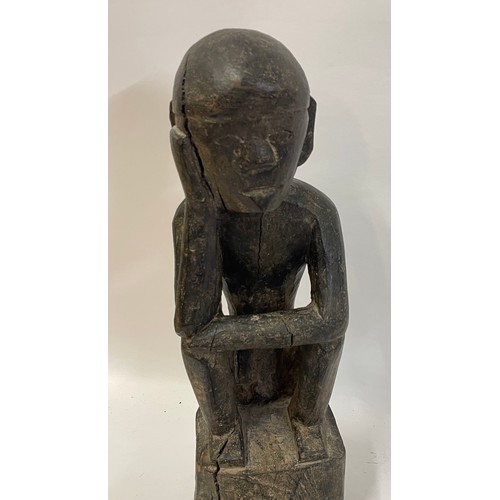 467 - Antique Seated Figure Possibly Bulul 48cms High