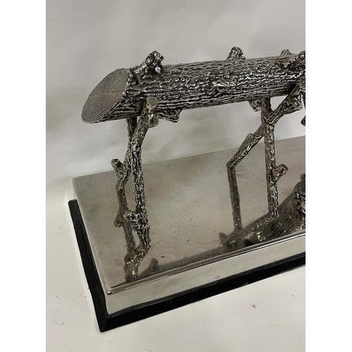 280 - Vintage Silver Colour Woodsman's Diorama 53 x 25 x 31 cms