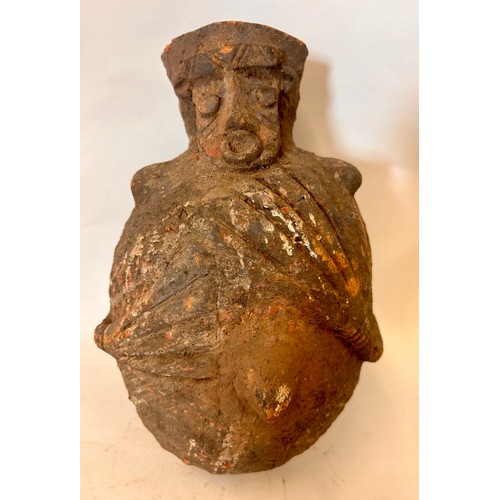 334 - Antique Terracotta Figural  Vessel  . 29 cms