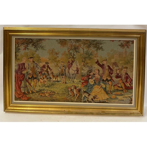 339 - Continental Framed Tapestry Of Countryside Scene . 96 x 57.5 cms