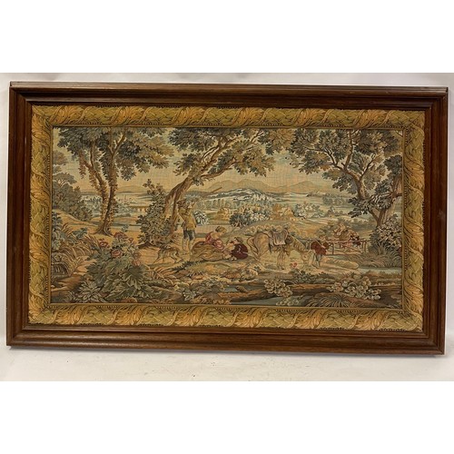 340 - Continental Framed Tapestry Of Countryside Shooting Scene. 107 x 65 cms