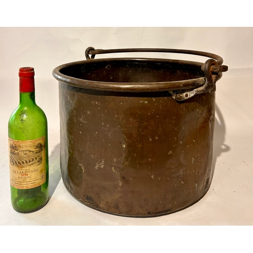 47 - Large Copper Log Bucket With Swing  Handle. 53cm x 41cm.