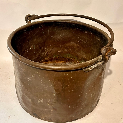 47 - Large Copper Log Bucket With Swing  Handle. 53cm x 41cm.