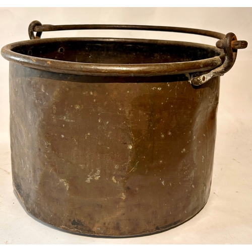 47 - Large Copper Log Bucket With Swing  Handle. 53cm x 41cm.