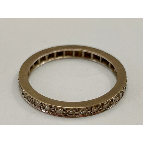 443 - 9ct Gold Tested Full Stone Eternity Ring . Size P, 2.7Grams.