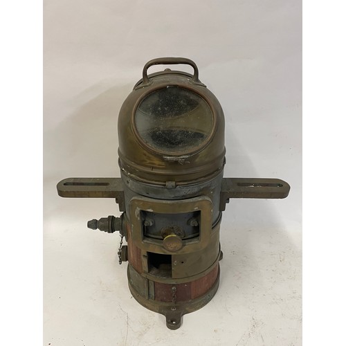 407 - A Rare Antique Military Maritime  Binnacle Compass Of Brass And Wood Construction. 47 x 44cms