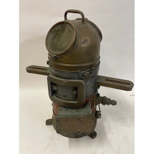 407 - A Rare Antique Military Maritime  Binnacle Compass Of Brass And Wood Construction. 47 x 44cms