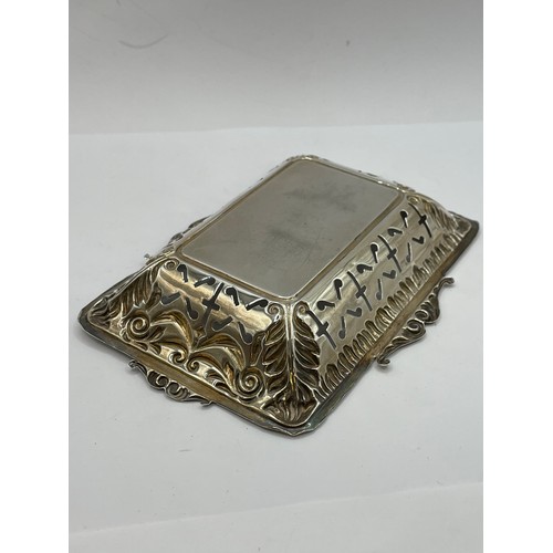 430 - Silver Hallmarked Pierced Decoration  Bonbon Dish. 13.5 x 10 x 2  cms. 34g