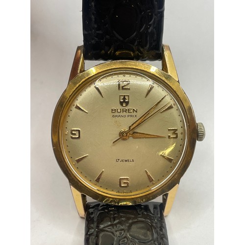 444 - Military Interest Vintage Buren Slimline Grand Prix Watch In Working Order With Engraved To Reverse.... 