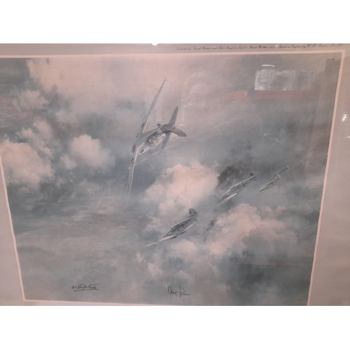 519 - Framed and Glazed Ltd Edition Print 'Achtung Spitfire' by Frank Wootton, Pencil Signed by Adolf Gall... 