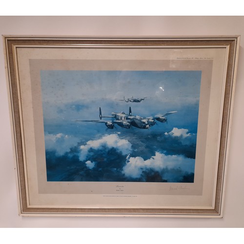 520 - Framed and Glazed 'Lancaster' by Robert Taylor and Pencil Signed by Group Captain Leonard Cheshire, ... 