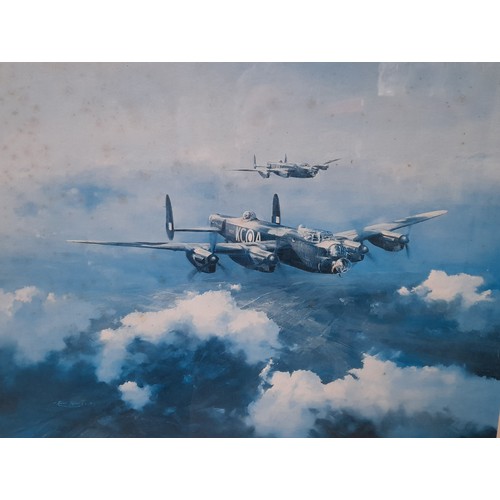 520 - Framed and Glazed 'Lancaster' by Robert Taylor and Pencil Signed by Group Captain Leonard Cheshire, ... 