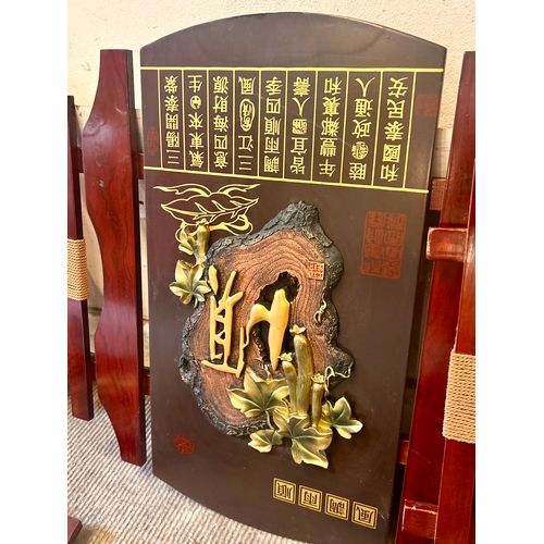 595 - Collection Of Six Chinese Fung Shui Deep Relief Plaques. 63cm x 61cm.  (6)