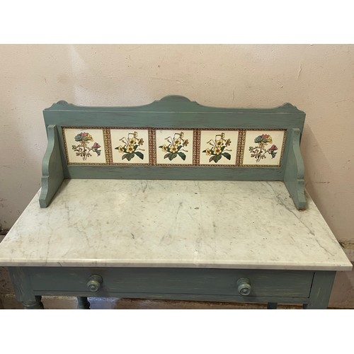 6A - Antique Painted Marble Top Wash Stand. 92 x 46 x 108 cms