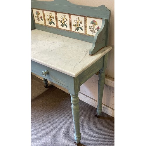 6A - Antique Painted Marble Top Wash Stand. 92 x 46 x 108 cms