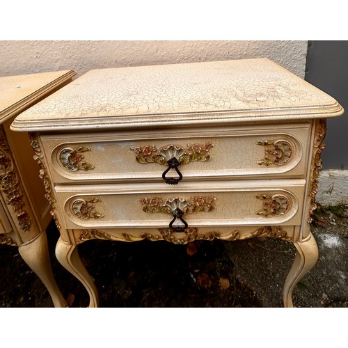 1A - A Pair Of French Painted Bedsides / Chests. 74 x 70 43 cms (2)