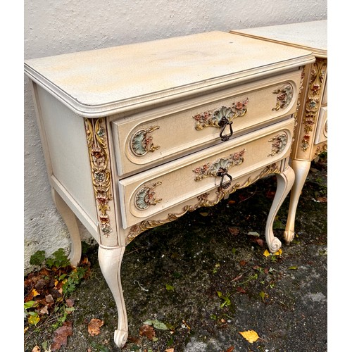 1A - A Pair Of French Painted Bedsides / Chests. 74 x 70 43 cms (2)