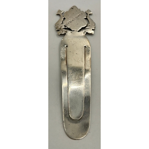 5 - Silver Hallmarked Bookmark Displaying Crest Of Ilfracombe. 9cm x 3cm.