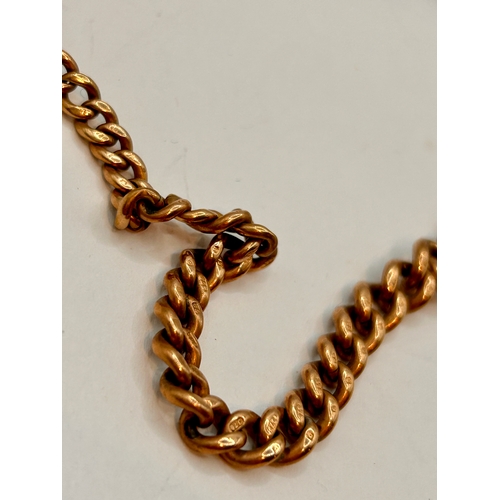 7 - 9Ct Gold Hallmarked Albert Chain , With 9Ct Gold Hallmarked T Bar. 38cm,  27.84Grams.