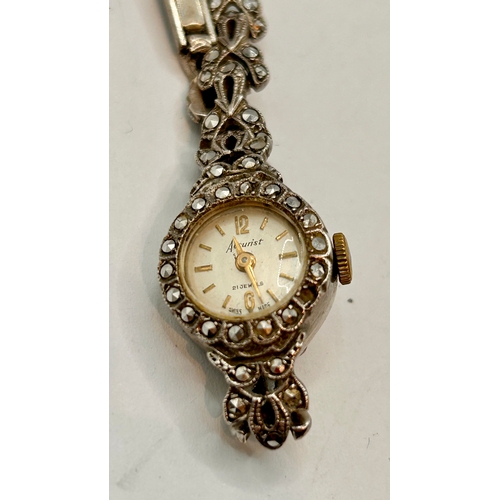 20 - Silver Hallmarked Decorative Vintage Ladies Cocktail Watch Displaying Stones. 11cm.