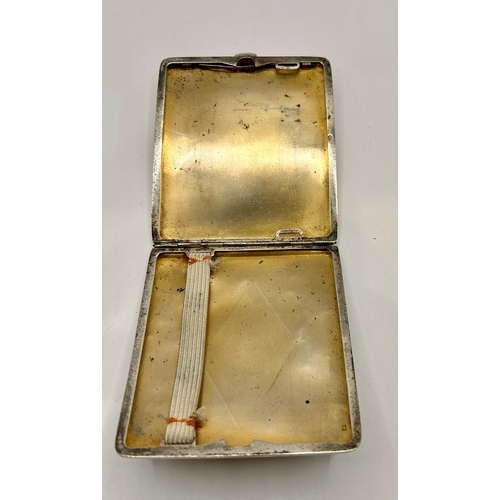 22 - European Silver Stamped 900 Decorative Cigarette Case Along With Two Silver Coloured Spoons. Largest... 