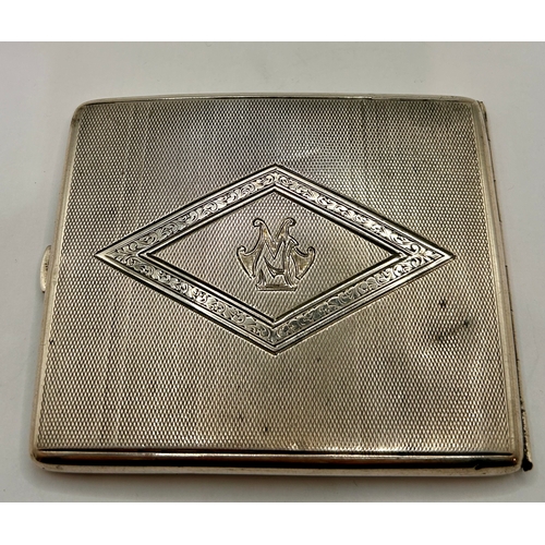 22 - European Silver Stamped 900 Decorative Cigarette Case Along With Two Silver Coloured Spoons. Largest... 