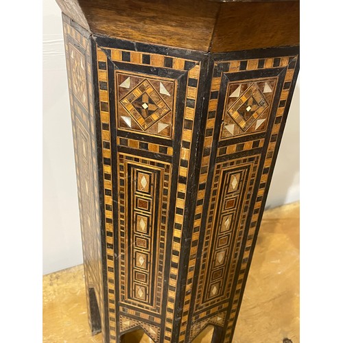 12 - Vintage Syrian Inlaid Side Table. 28 x 28 x 51 cms