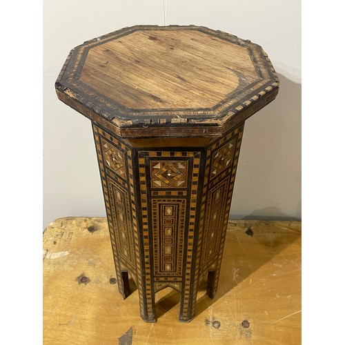 12 - Vintage Syrian Inlaid Side Table. 28 x 28 x 51 cms