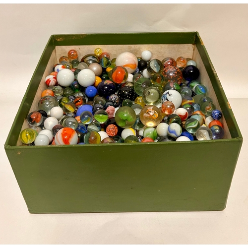 608 - Large Collection Of Vintage Glass marble Some Displaying Hand Painted Figures.