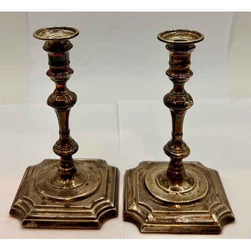 3 - Pair Of Silver Hallmarked Candle Sticks. 12cm x 7cm x 7cm.  (2)