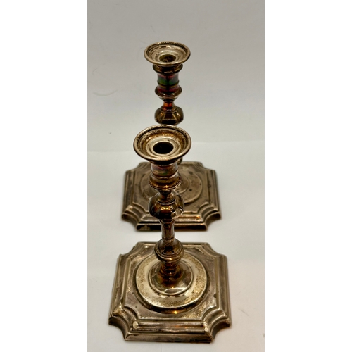 3 - Pair Of Silver Hallmarked Candle Sticks. 12cm x 7cm x 7cm.  (2)