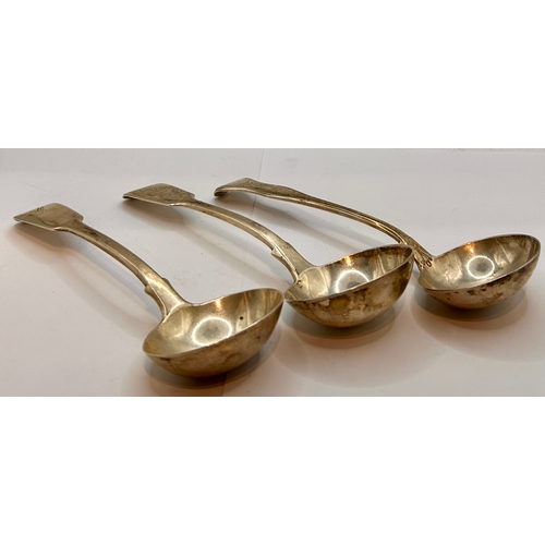 8 - Three Victorian Silver Hallmarked Soup Spoons. Largest 18cm x 6cm.  (3) 220grms