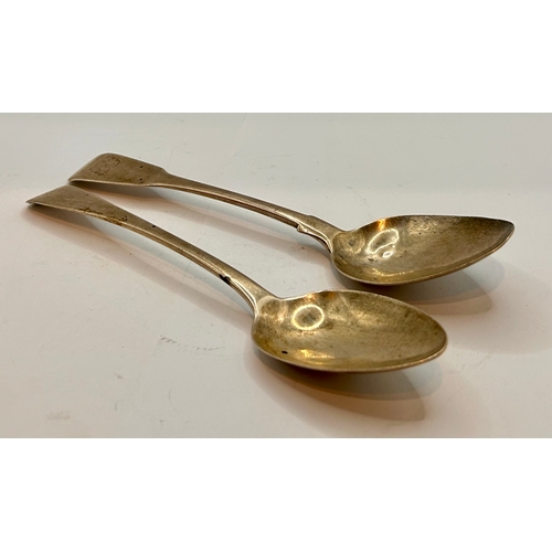 9 - Two Georgian Silver Hallmarked Spoons. Largest 17.5cm x 4cm.  (2) 64grms