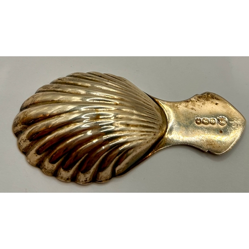 18 - Silver Hallmarked Seashell Shaped Caddy Spoon. 8cm x 4cm, 22.27Grams.