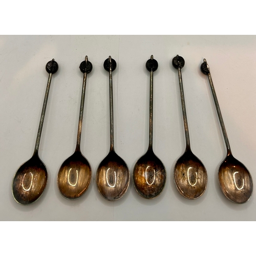 22 - Six Silver Hallmarked Coffee Bean  Spoons In Case. 10cm x 2.5cm.  (6)