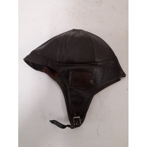 62 - Brown Leather Flying Hat