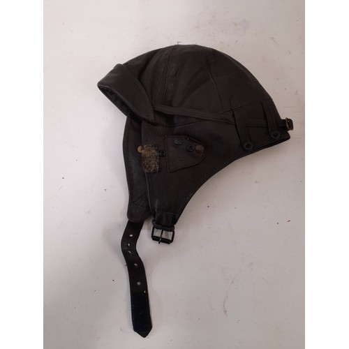 67 - Leather Flying Hat, size 61