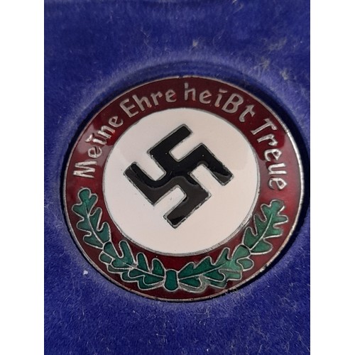 71 - WW2 German Anti Partisan SS Enamel Badge in box 4.5cm diameter. (pin broken)