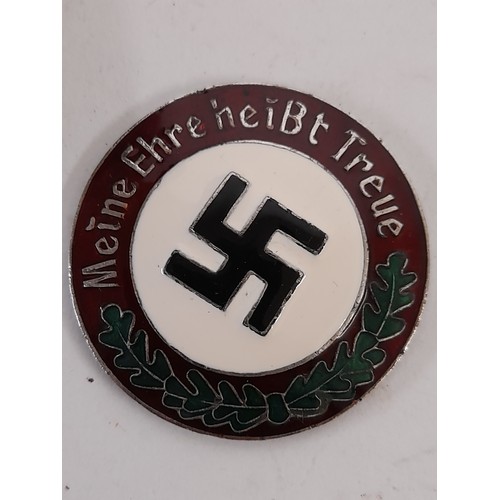 71 - WW2 German Anti Partisan SS Enamel Badge in box 4.5cm diameter. (pin broken)