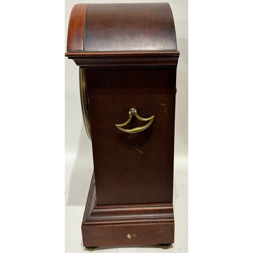 208 - Wooden Bracket Clock on feet with key. H. Allam. Presented by the staff of R.P. CULLEY & CO LTD. Mea... 