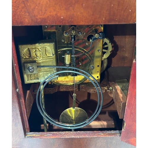 208 - Wooden Bracket Clock on feet with key. H. Allam. Presented by the staff of R.P. CULLEY & CO LTD. Mea... 