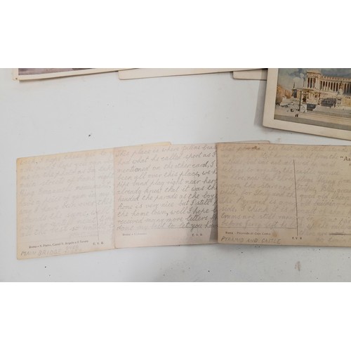 84 - 9 x Photographs relating to WW2 and 8 x Postcards of Rome forming a letter home from a soldier