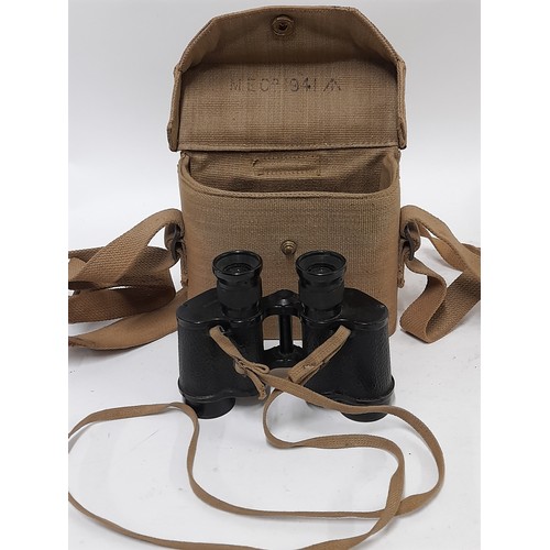 89 - WW2 Binoculars in Case, Bino Prism No 2 MK.11 x 6 with Broad Arrow Dated 1941