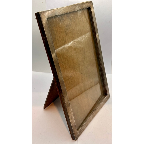 211 - Silver Hallmarked With Wooden Back Picture Frame. 27cm x 19cm.